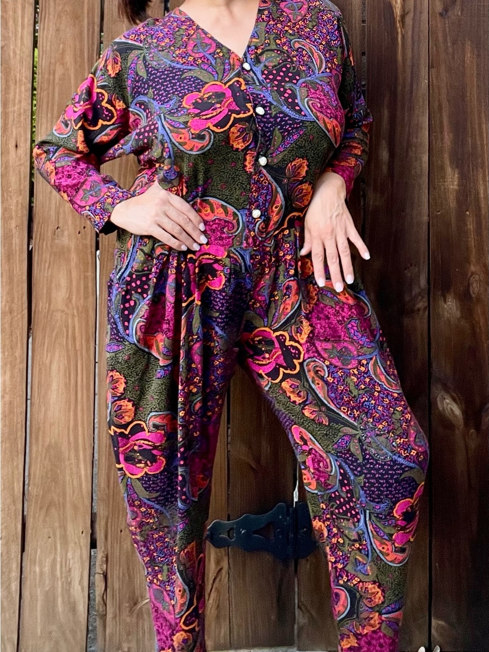 Vintage Roman 90s rayon jumpsuit in excellent condition XL